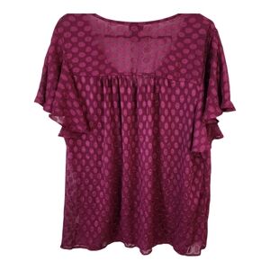 Torrid Elegant Burgundy Sheer Women's Top Size Plus Size  2